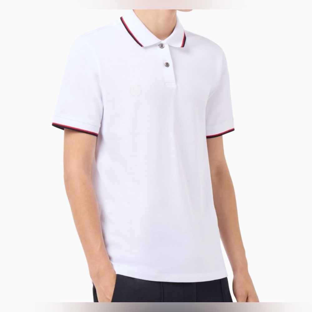 A/X Armani Exchange White Polo with Red Trim